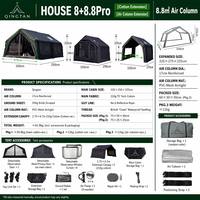 Tente de glamping gonflable à double couche en tissu Oxford imperméable 9.7, quatre saisons, avec connecteur de tente et colonne d'air extensible