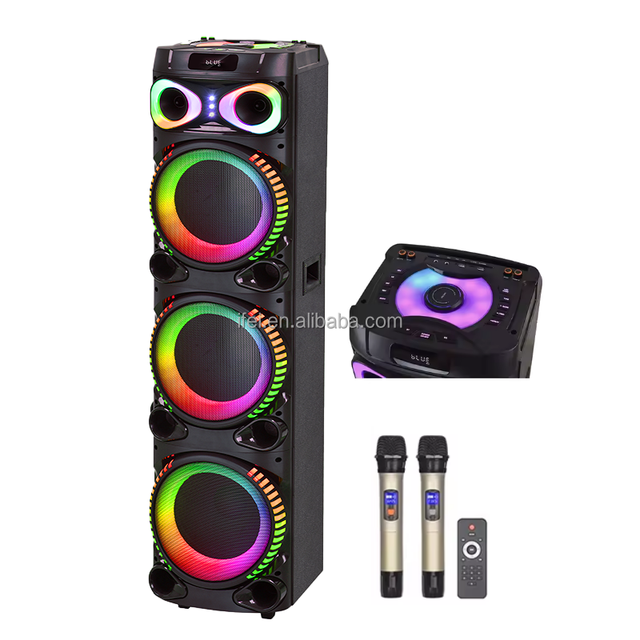 MT-1288 Party Top Selling Speakers 3*12 Inch Horn Big TWS Bass Speaker With Double 2pcs Wireless Microphone