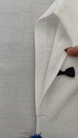 Haut en tricot à manches courtes avec nœud décoratif cousu sur mesure, directement de l'usine, blanc et noir, avec applique nœud, col rond, respirant, idéal pour le printemps