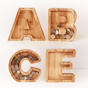 Hucha para niños, cajas de dinero, cajero automático, Caja de Ahorro de madera personalizada, hucha con letras para monedas, niños y adultos - Product Image 6