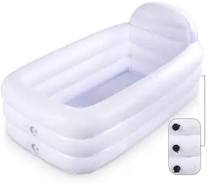 Şişme taşınabilir küvet beyaz dayanıklı iliklerine küvet ile büyük arkalığı bağlantısız şişme havuz banyo ev Spa