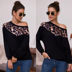 leopard print fashion design long sleeve women blouse OC23