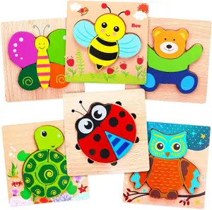 Rompecabezas de madera para niños de 2, 3 y 4 años, juguetes educativos para el Desarrollo, regalo, puzle de Aprendizaje Temprano