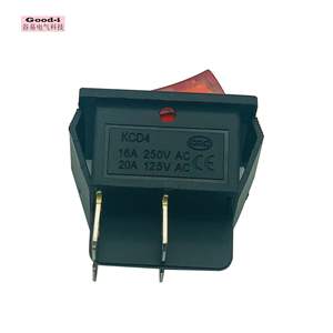 Interruptor Basculante con Indicador Luminoso de Alta Corriente KCD430A con Cubierta Roja de 4 Pines y Cuatro Pines de Cobre Modelo KCD1 - Product Image 2