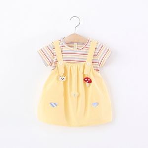 Lindo Vestido de Dos Piezas de Manga Corta con Protección Solar para Bebés y Niñas Pequeñas, <span class=keywords><strong>Ropa</strong></span> para Jugar al Aire Libre Diariamente y Ocasiones Casuales - Product Image 2