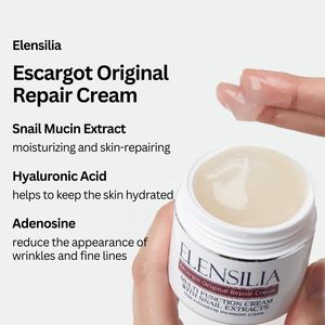 Crème Réparatrice à l'Escargot Elensilia 1,76 oz (Lot de 2) avec Peptides, Traitement Rafraîchissant pour la Peau Imprimé par Transfert Thermique - Product Image 3