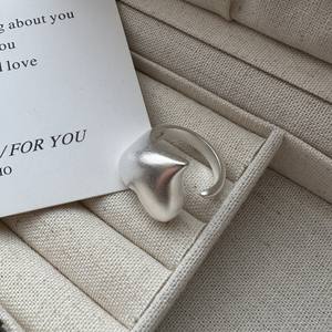 100% 925 Sterling Zilver Grote Mat Hartvormige Chunky Ringen voor Vrouwen Mode Sieraden Ringen - Product Image 2