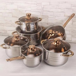 Ensemble de casseroles en acier inoxydable moderne de haute qualité antiadhésif 6 pièces avec couvercle en verre/silicone, écologique, compatible avec les plaques à induction - Product Image 2