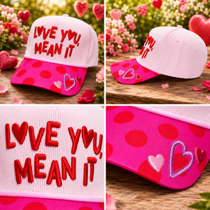 Casquette Snapback en Corduroy Personnalisée avec Broderie <span class=keywords><strong>de</strong></span> Slogan et Bordure à Pois en Forme <span class=keywords><strong>de</strong></span> Cœur pour la Saint-Valentin - Vente en Gros Dymf - Product Image 2