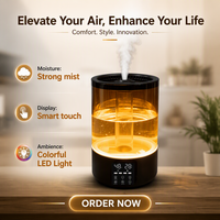 Humidificateur d'air ultrasonique intelligent 5.0L avec écran tactile LED, diffuseur d'huiles essentielles à faible bruit pour la maison