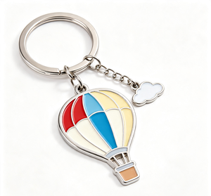 Llavero de metal con globo aerostático, llavero de aleación esmaltada, colgante de nube colorida, regalo, recuerdo - Product Image 1