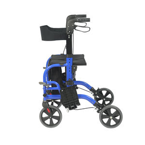 Andador y silla de transporte 2 en 1, silla de ruedas plegable, ayuda para caminar con cinturón de seguridad y reposapiés desmontable - Product Image 3