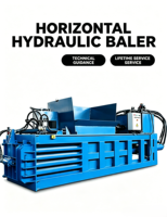 Presse à balles horizontale hydraulique automatique en acier inoxydable et alliage d'aluminium avec moteur/boîte de vitesses – Durable, sûre et écologique