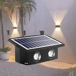 Lampe murale solaire LED carrée extérieure étanche en gros, lumière E27, pour jardin, cour, villa, ambiance décorative, en acier inoxydable - Product Image 1