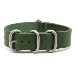 Correa de Reloj de Cuero Genuino Verde Mate de Doble Pasada con 5 Anillos en 16/18/20/22 mm con Hebilla/Retenedor de Acero Inoxidable 304L de Alta Resistencia - Product Image 5