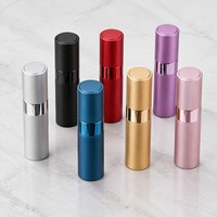Botol Semprot Parfum Isi Ulang 10ml, Atomizer Perjalanan Portabel, Wadah Aluminium, Botol Kaca Putar, Multi Warna