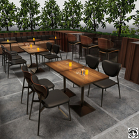Ensemble table et chaises de salle à manger commerciale au design moderne pour restaurant hôtel avec style panneau en bois