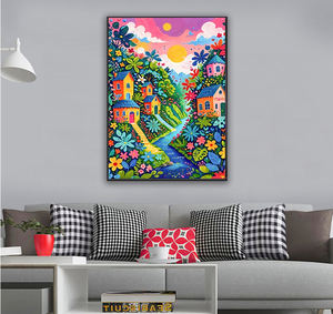 Dipinti <span class=keywords><strong>di</strong></span> diamanti con paesaggio colorato per casa <span class=keywords><strong>di</strong></span> campagna e colori fai da te tessuto pieno trapano arte pittura diamantata 1 pezzo - Product Image 2