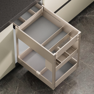 Unités de rangement de cuisine en aluminium à montage latéral avec porte-bouteilles et panier coulissant écologique pour armoires - Product Image 1