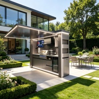 OEM ODM disponible, îlot de cuisine extérieur modulaire en acier inoxydable 304, évier, hotte de cuisine, refroidisseur à vin, antirouille