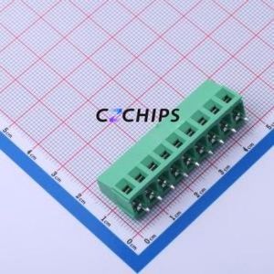 MX128-5.0-09P-GN01-Cu-Y-A Screw Terminal Block Through hole Component (THT),P=5mm Connector 1x9P 5mm Green Through Hole - Product Image 1