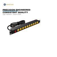 Multiprise 1U en alliage d'aluminium, 10 prises, montable, PDU USA avec protection contre les surcharges, équipement de distribution d'alimentation 10 voies