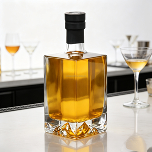 Botellas de Vidrio Cuadradas Cúbicas para Licores como Tequila, Whisky, Ginebra, Vodka, Disponibles en 375ml, 500ml, 700ml, 750ml con Corcho - Product Image 1