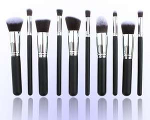 Vente chaude 10pcs professionnel noir argent Blush bronzant tt edge <span class=keywords><strong>bh</strong></span> ovale cosmétiques kit de brosse - Product Image 1
