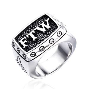 Anillos de motociclista, joyería de motocicleta, anillo de dedo medio, acero inoxidable 316L, FTW, plata, Outlaw Punk, fundición de animales para hombre, sin piedra - Product Image 2