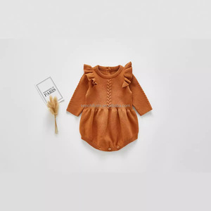 D1237 Combinaison unie pour bébés garçons à petites manches volantées 100% Coton, Article très demandé, En promotion - Product Image 4
