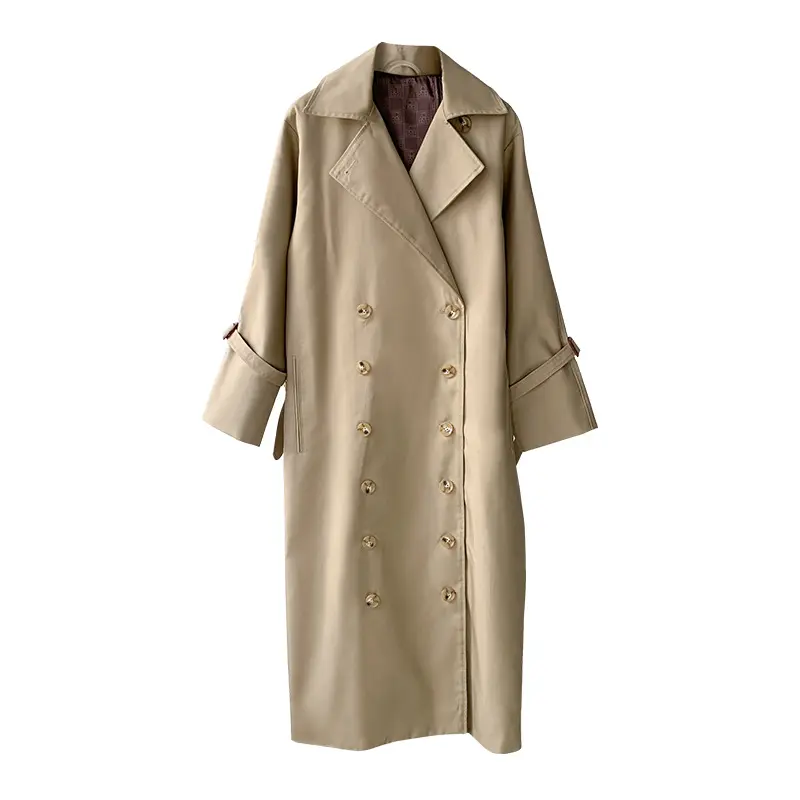 New Design High Quality British Trench Coat Women's Autumn Mid-Length Khaki Coat For Women
