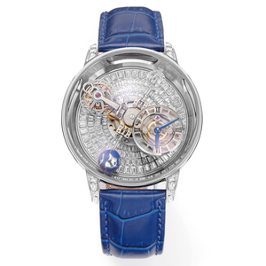 Montre squelette pour homme Jacob's, série Celestial, boîtier transparent à 360 degrés, boîtier en acier inoxydable, mécanique, cuir, caoutchouc - Product Image 5