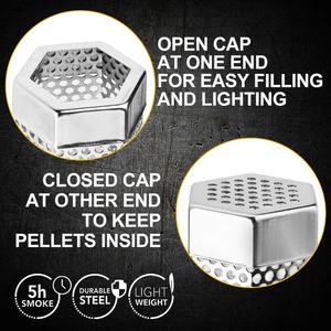 Tubo per Affumicatura a Freddo in Acciaio <span class=keywords><strong>Inox</strong></span> da 12 Pollici, Generatore di Fumo Freddo Perforato per Tutti i Tipi di Griglie e Affumicatori a Pellet, per Bacon e BBQ - Product Image 2