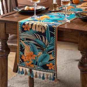 <span class=keywords><strong>Chemin</strong></span> <span class=keywords><strong>de</strong></span> <span class=keywords><strong>Table</strong></span> Jacquard Floral Géométrique Ethnique Classique Vintage 100% Polyester Tissé Technique Rectangle Décoration <span class=keywords><strong>de</strong></span> <span class=keywords><strong>Table</strong></span> à Manger - Product Image 3