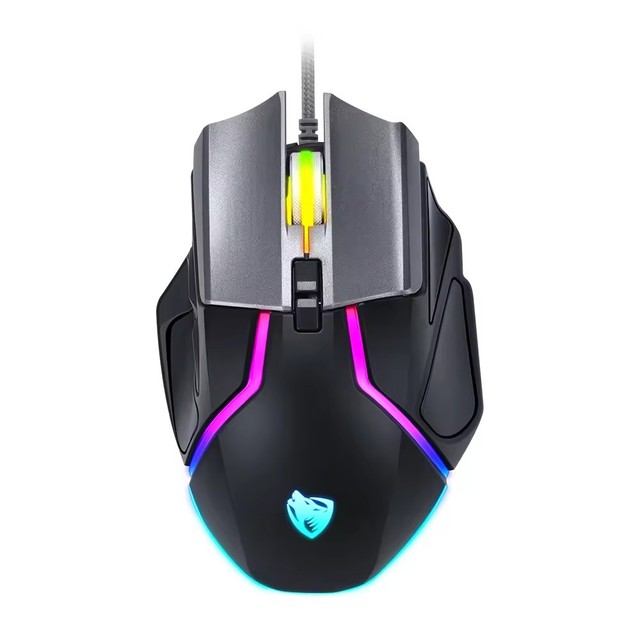 V11 Professional 6400 DPI Optical Wired USB Game Mouse LED RGB Light Ergonomic Design with 8 Programmable Keys for Laptop