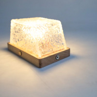 Capteur tactile rotation automatique projection d'ondulation de l'eau cristal Cube lampe Base en bois lampe de Table atmosphère lampe de chevet