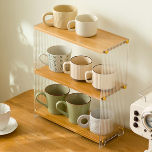 Acrylic Cup Storage Rack 4 Layers Desktop Organizer Dustproof Display Shelf for Tea Water Cups - Product Image 2