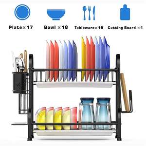 Égouttoir à vaisselle en acier inoxydable, support à vaisselle à 2 niveaux avec égouttoir à vaisselle antirouille pour la cuisine - Product Image 3