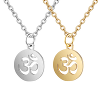 Collier pendentif Gaovo Symbole Om en acier inoxydable plaqué or, avec breloque disque rond, bijou pour femme, idéal pour les fêtes et le quotidien