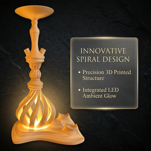 Chicha spirale innovante imprimée en 3D avec éclairage LED d'ambiance de luxe, design moderne en bois, pour clubs et décoration intérieure - Product Image 5