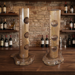Ecológico, de Madera Reciclada, Diseño Vintage, Botellero Cilíndrico de Pie - 30x30x60cm para Bar y Uso Doméstico con Logotipo Personalizado - Product Image 3