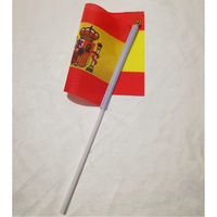 Vente en gros polyester 14*21cm bâton espagnol mini petit drapeau espagnol à main pour les décorations de festival de parade de sport