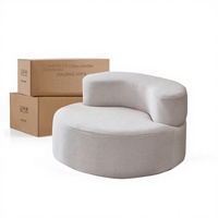 Fauteuil de détente incurvé en forme de noix de cajou, une place, en mousse haute densité et tissu PU, canapé moderne écologique pliable pour appartement, hôtel, salon
