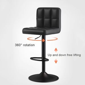 Tabouret de <span class=keywords><strong>bar</strong></span> pour îlot de cuisine avec dossier matelassé en losanges, réglage pneumatique de la hauteur de 95 à 15 cm - Product Image 2