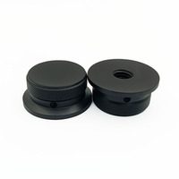 Potentiomètre à volume en forme de chapeau en aluminium noir argenté de 45 mm avec interrupteur