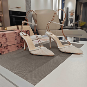 Jimmy - Zapatos de Tacón Alto Elegantes para Mujer, con Punta Puntiaguda, Malla Transparente, Cadena de Diamantes de Imitación y Correa en el Tobillo, Ideales para Bodas, Fiestas y Eventos Nocturnos - Product Image 2