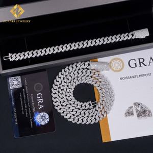 Cadena Cubana de Moissanita FL con Dos Hileras de Diamantes de Imitación de 8mm y 10mm, Joyería Hip Hop para Hombre, Certificados GRA, Pasa el Probador de Diamantes - Product Image 4