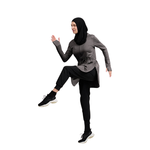 Vêtements de sport modestes personnalisés avec logo, manches longues, coupe régulière, polyester/coton, séchage rapide, légers, respirants, impression numérique - Product Image 6