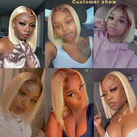 Perruque Bob 613 blonde bon marché, perruque de cheveux vierges péruviens bruts perruque Bob transparente pleine dentelle, perruques Bob courtes cheveux humains dentelle frontale