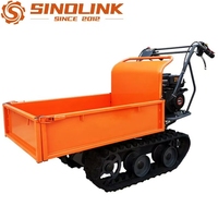 Mini-dumper chenillé durable de 6,5 CV avec benne extensible, vérin à gaz, 3 vitesses avant + 1 marche arrière et chenilles en caoutchouc de 180 mm de large